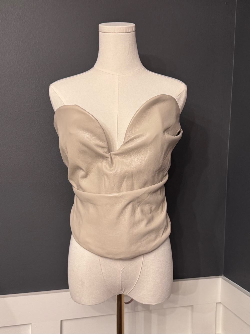 House of CB Beige Strapless Draped Bustier Top